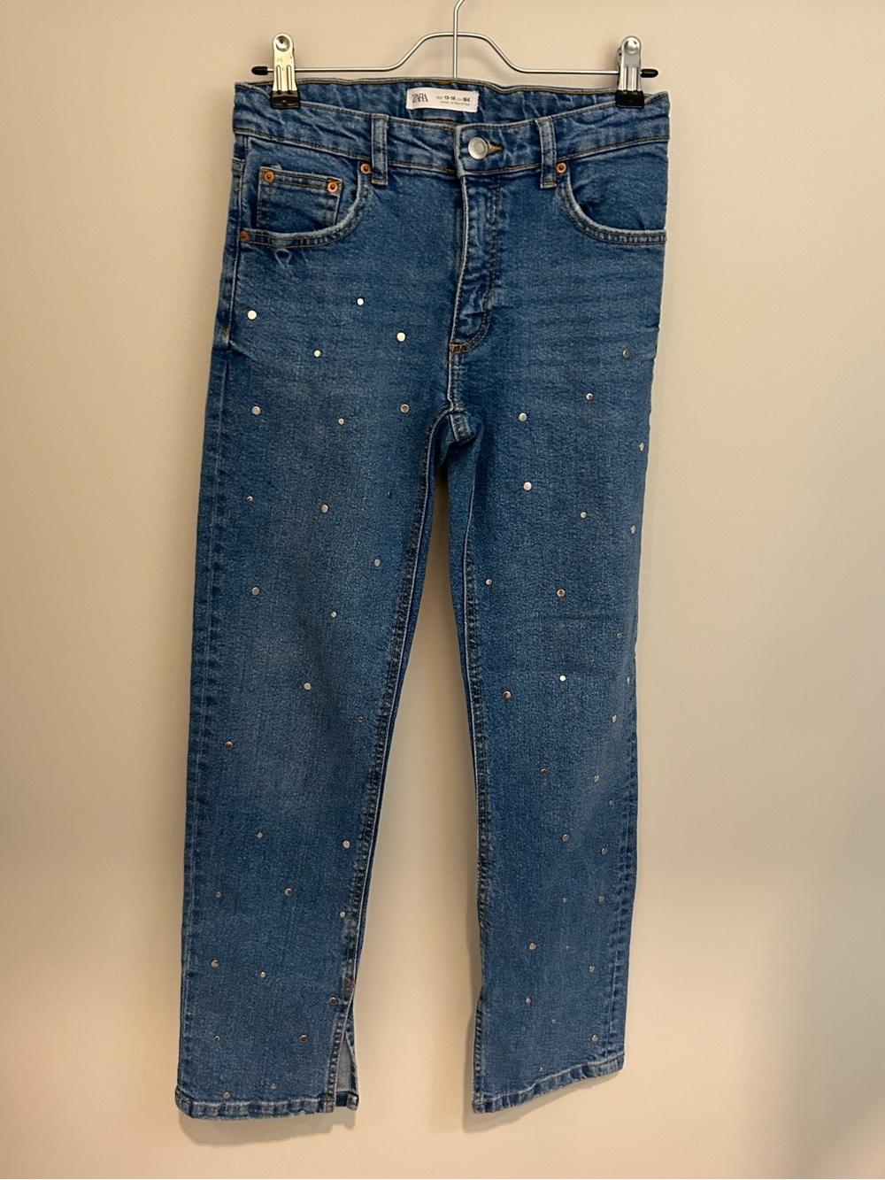 Zara Kids Girls Studded Rhinestone Denim Jeans